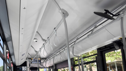 The bus inside. Interior of a modern city bus.