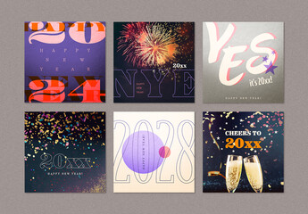 New Year’s Eve Social Media Layouts, Images Generative AI