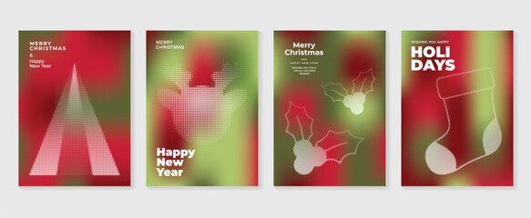 Luxury christmas invitation card art deco design vector. Christmas tree, bauble ball, snowman, firework, gift line art on dark green background. Design illustration for cover, poster, wallpaper.