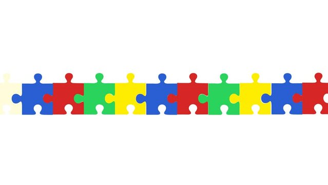 autism symbol. loading puzzles. 4K video illustration.