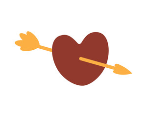 Vector heart pierced by an arrow Valentine's day illustration