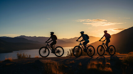 Three friends on electric bicycles