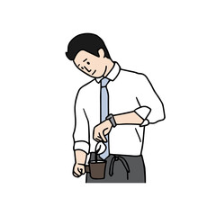 A barista who makes hand-drip coffee.
Hand drawn style vector design illustrations.