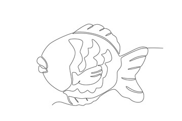 One continuous line drawing of fresh delicious Bungeoppang. Fast food Japan noodle cafe shop logotype template concept. Modern single line draw design vector illustration
