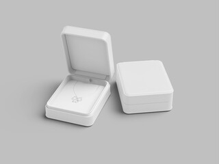 White Blank Jewelry Packaging Box with Necklace 3D Mockup