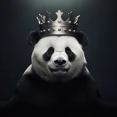 Foto op Canvas portrait of a majestic panda with a crown © somsong