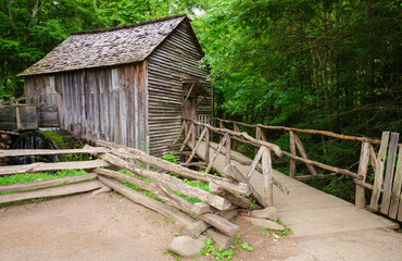 The Mountain Farm Museum at the Great Smoky Mountains National Park in North Carolina