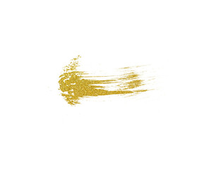 gold glitter glue paint smear stroke on transparent png background