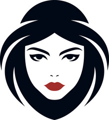 Fashion Muslim woman portrait with red lips and headscarf minimalist aesthetic icon vector flat