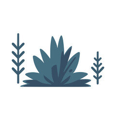 Garden shrubs. Vector set of vegetation bushes, grass and trees. 