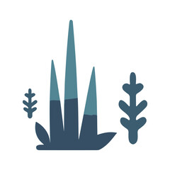 Garden shrubs. Vector set of vegetation bushes, grass and trees. 