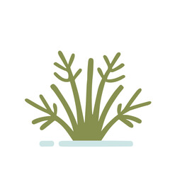 Garden shrubs. Vector set of vegetation bushes, grass and trees. 