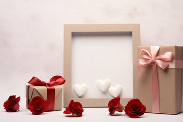 Photo frame between Present With Flowers paper