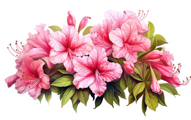 Vibrant Azalea Blossoms Natures Palette on White or PNG Transparent Background.
