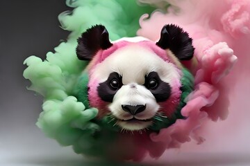 panda head with smoke around it, made with AI.