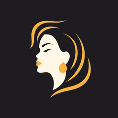 Exquisite logo graceful blonde woman with beautiful face feminine elegance vector flat Illustration