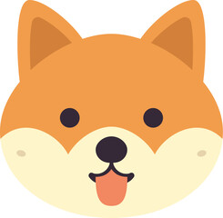 Cute baby Shiba Inu portrait adorable pet with tongue minimalist icon vector flat illustration