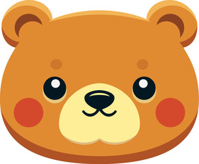 Cute baby bear brown toy head childish cartoon character icon vector flat illustration