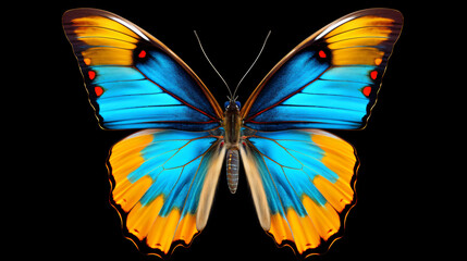 Very beautiful blue yellow orange butterfly