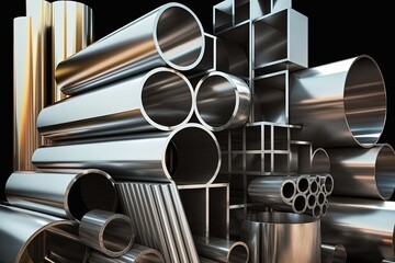 products steel stainless fferent tubes profiles Metal - obrazy, fototapety, plakaty