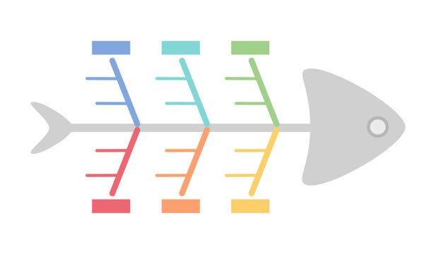 Empty fishbone diagram template in flat design on white background.