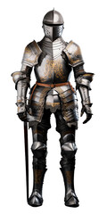 Fototapeta premium Renaissance Armor, transparent background, isolated image, generative AI