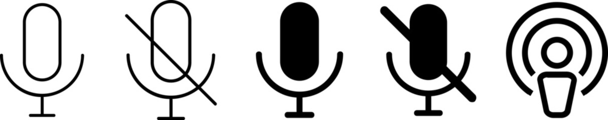 Set Of Microphone Podcast  Icon Vector