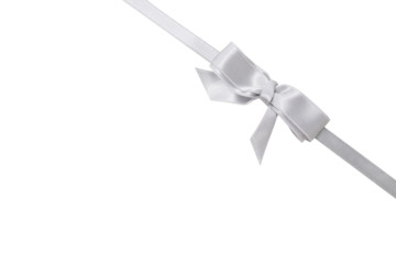 PNG, White ribbon with bow, isolated on white background
