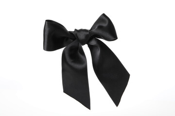 PNG, Black ribbon bow, isolated on white background
