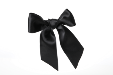 PNG, Black ribbon bow, isolated on white background