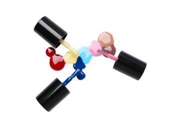 PNG,multi-colored nail polishes, isolated on white background