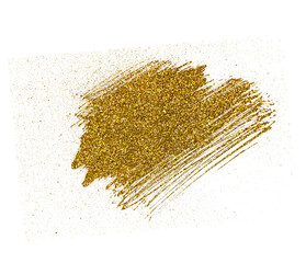 gold glitter glue paint smear stroke on transparent png background