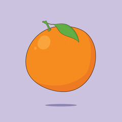 Flat Orange Fruit Vector Icon Illustration Fresh Orange Fruit