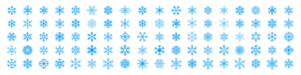 Fototapeta na wymiar Snowflake icon set. Snow flake vector sign. Snow shape. Winter symbol. Isolated snowflake icons on white background.
