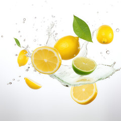 a Lemons flying splash through air