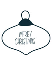 Happy new year card with simple typography and christmas ball. Vector