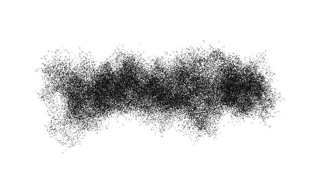 PARTICLES text that separates into thousands of particles on white background - separated alpha channel