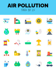 set of Air Pollution flat icons for logo & web. Vector illustration