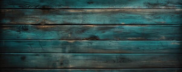 Fototapeta premium blue and green wood background, with wooden boards, scratched, in the style of post-apocalyptic backdrops, dark teal and bronze