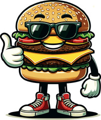 Mascot Cartoon Burger Food Cartoon Character