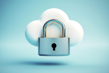 Cloud Security with Padlock Symbol, Ensuring Web and Data Safety with Reliable Cybersecurity