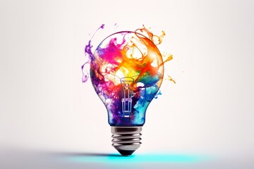A light bulb filled with colorful liquid is a beautiful and evocative image that symbolizes creativity and innovation. The light bulb represents the spark of new ideas