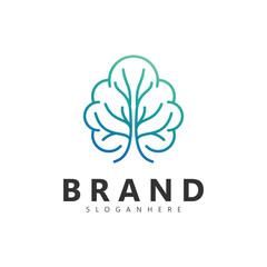 Brain tree logo design inspiration vector icon