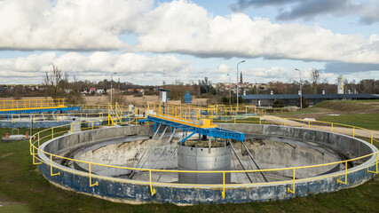 empty fermentation pool with automatic agitator at the biological sewage treatment plant