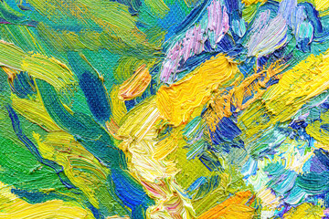 Colorful abstract oil painting art background. Texture of canvas and oil.