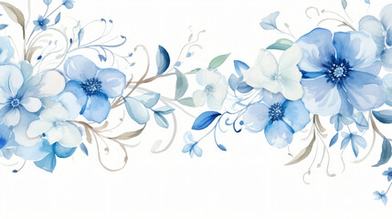 Watercolor blue flowers isolated on white background - Powered by Adobe