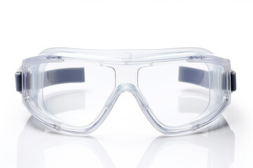 Single lens safety goggles on a white background highlight the contemporary design and functionality that enhances eyesight protection. - obrazy, fototapety, plakaty