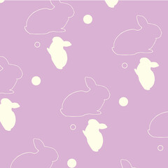 Digital png illustration of white and pink pattern of rabbits on transparent background