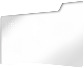 Digital png illustration of folder with running woman and anatomy shapes on transparent background