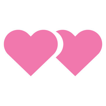 Digital png illustration of two pink hearts connected on transparent background